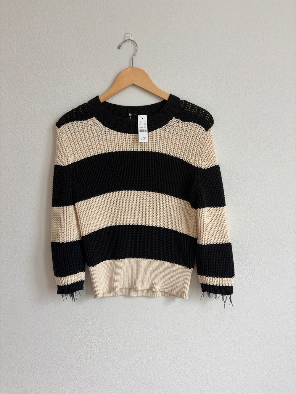 Striped Crewneck Sweater - Feather Sleeves